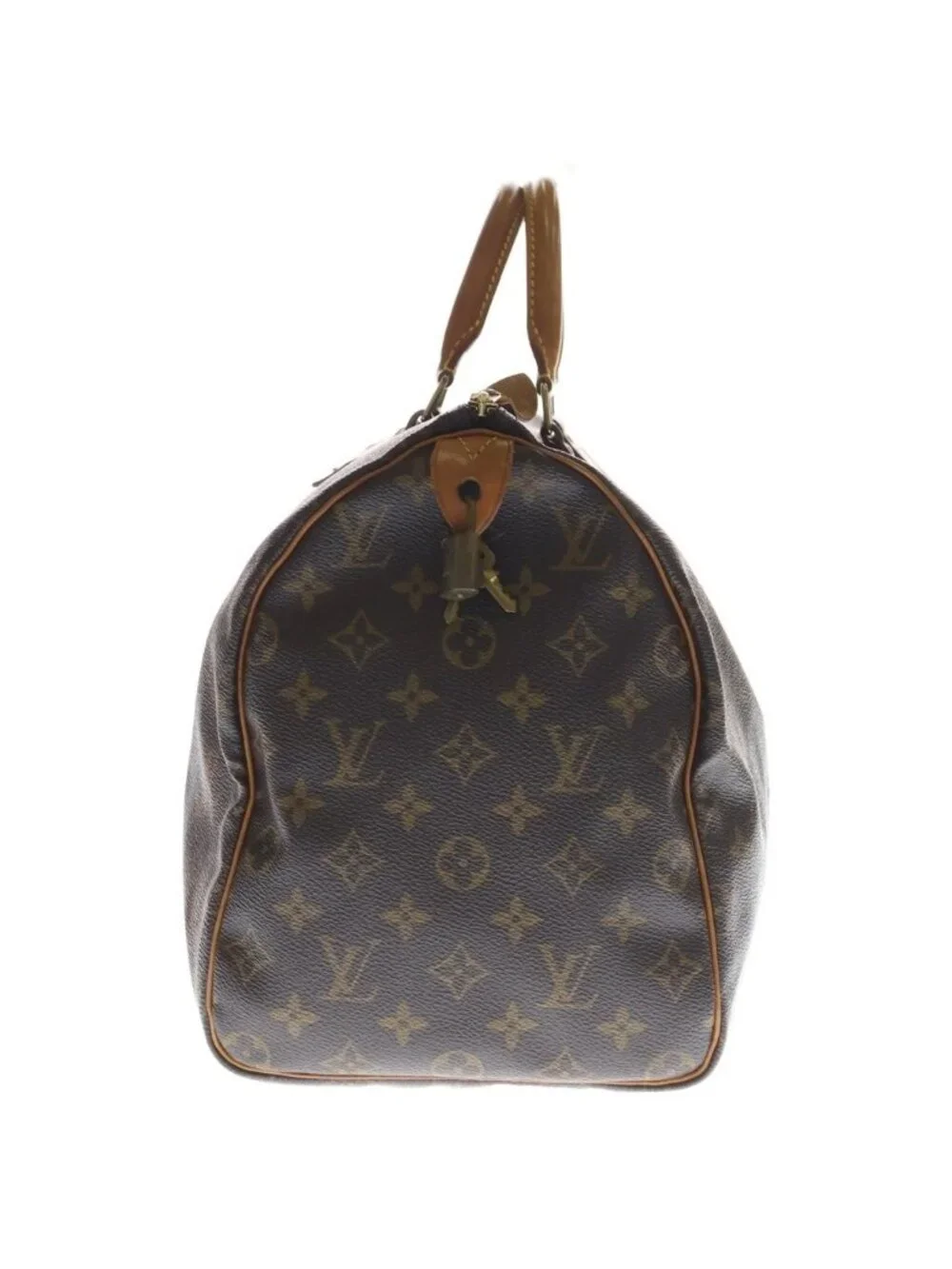 Louis Vuitton Monogram Speedy 40 Boston Bag Brown Leather Gold